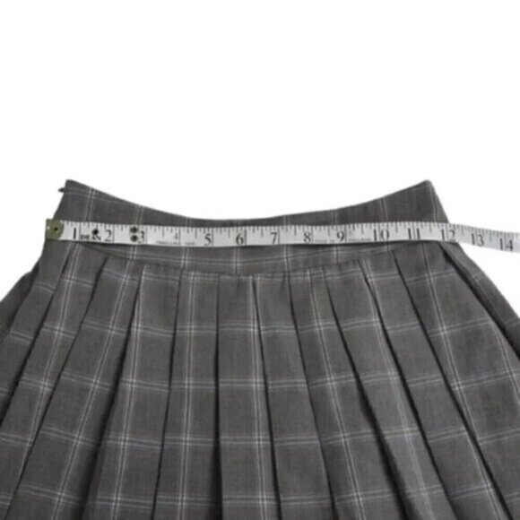 J.ING School Girl Plaid Checkered Pleated Skirt Gray Size XS - Picture 8 of 10